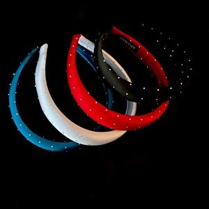 Crystal Studded Satin Headbands | Blue, Teal, Maroon Handmade Hair Accessory